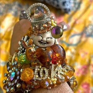 WENDY GELL Buddha Wristie Colorful Statement Cuff Bracelet